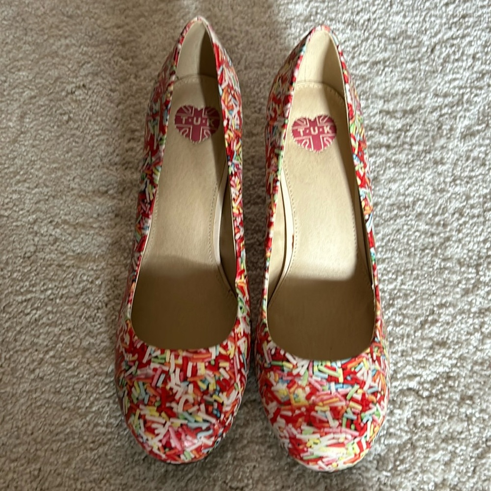 TUK Candy Sprinkle Print Party Heels